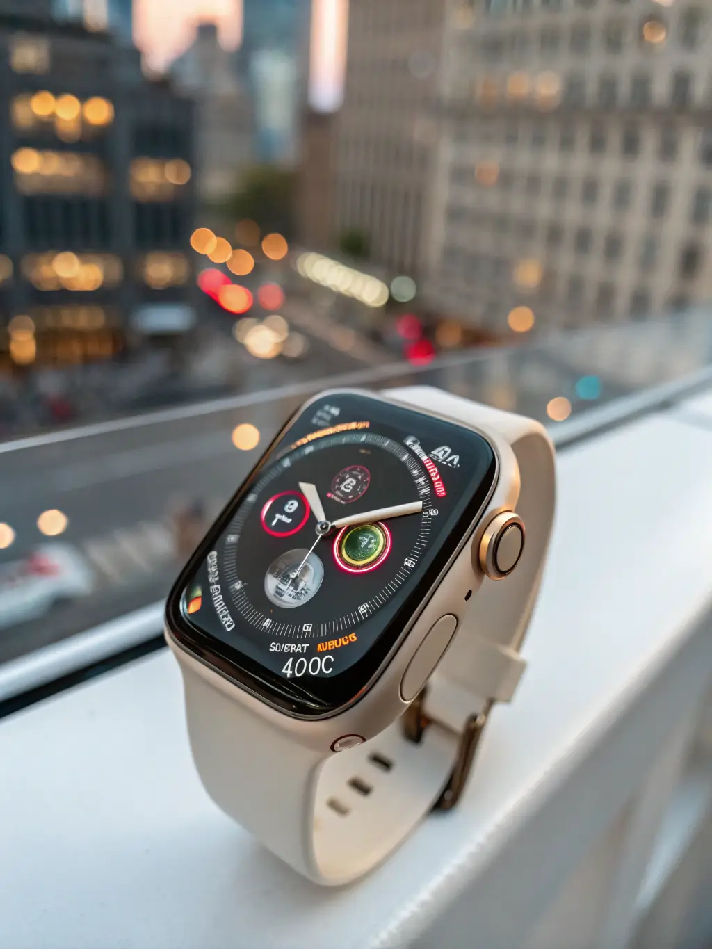 An image of a collection of used Apple Watches, various models and colors, neatly arranged to show the range available for wholesale distribution.